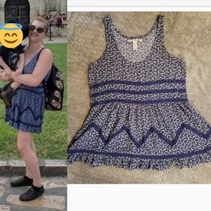 Ditsy Floral and Crochet Babydoll Dress with